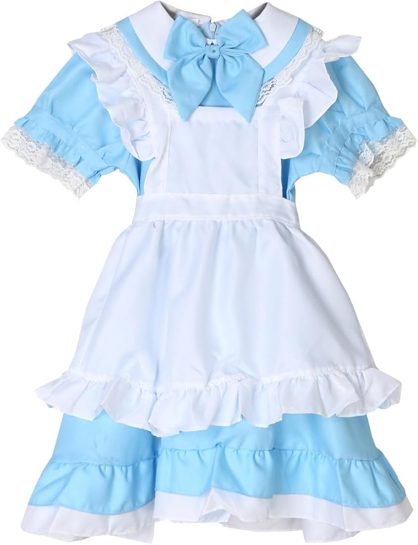 Cexiakong Disfraz de criada francesa para fiestas, anime, Halloween, disfraz de criada, bonito traje de criada con vestido, delantal, sombrero para Halloween, disfraz de criada francesa, juego lindo