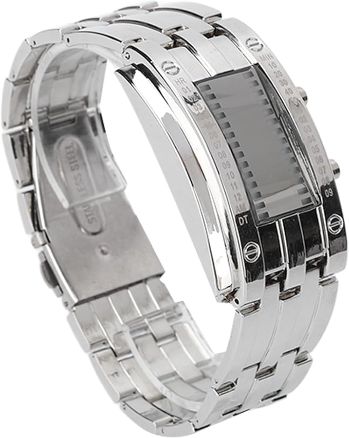 ciciglow Reloj para Hombre, Moda Exquisita, Aleación Resistente Al Agua, Reloj LED para Hombre, Reloj de Tiempo Preciso, con Pantalla de Modo de Tiempo Binario, Regalo para Hombres, Padre, Amigos