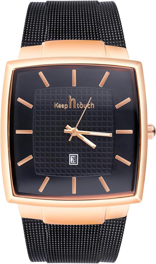 MicLee Relojes de Cuarzo para Hombre Relojes de Pulsera Esfera Cuadrada Puntero con Calendario Correa de Acero Inoxidable Resistente al Agua