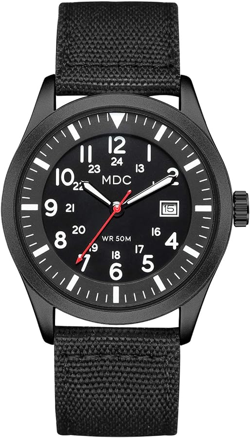 Infantry MDC - Reloj de cuarzo analógico militar para hombre, reloj de pulsera táctico militar para hombre, reloj de escritura para trabajo de campo al aire libre con indicador de fecha, resistente al