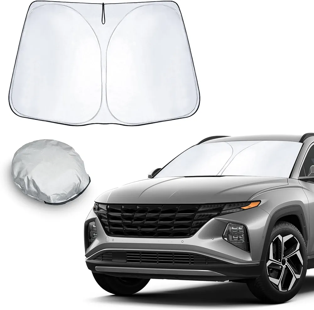 CDEFG Compatible con Hyundai Tucson NX4 TL 2015-2023 2024 Parasol Coche Delantero, Parasol Parabrisas Protector Plegable con Gran Pantalla Anti UV Fresco-Parasol Tucson 2024 Accesorios