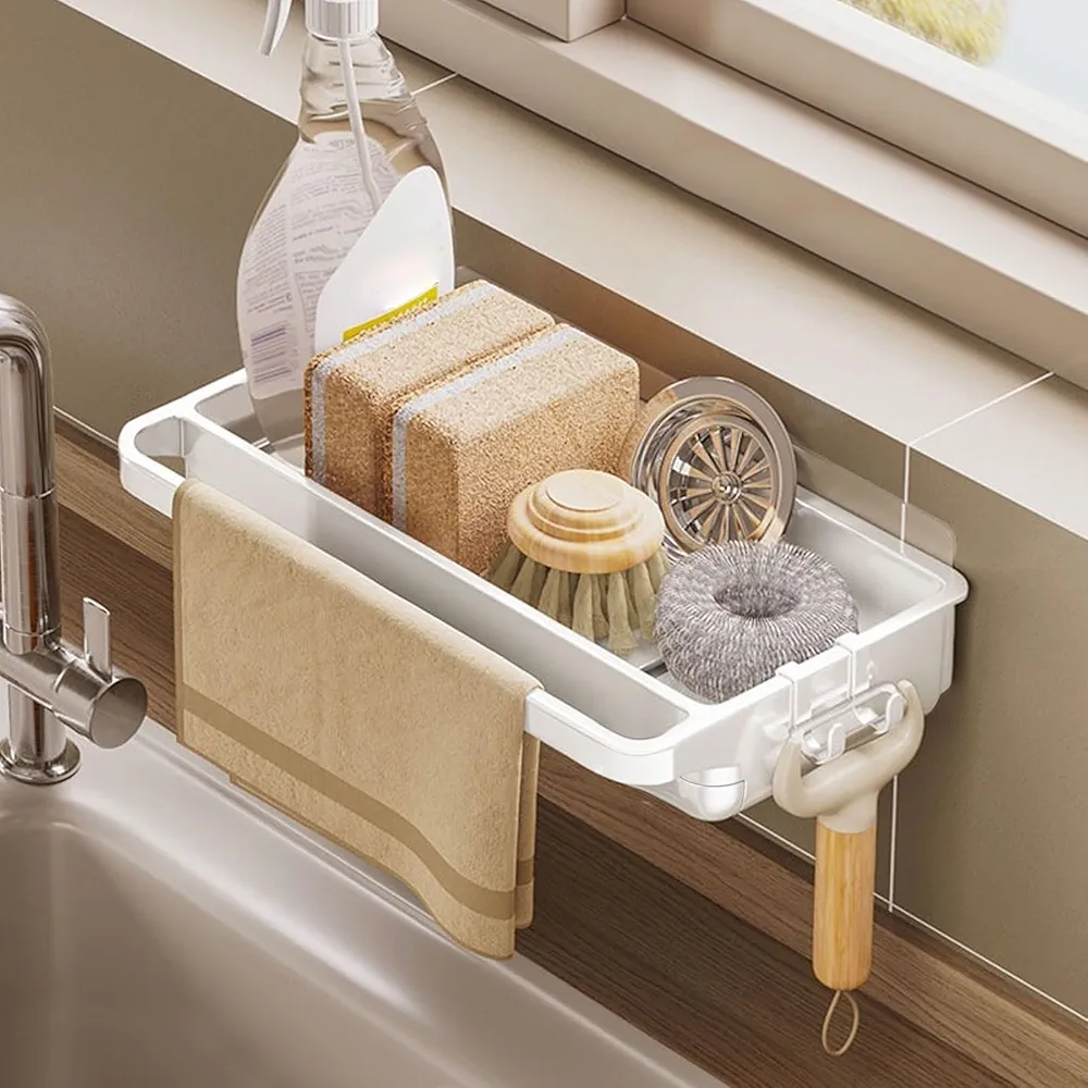 Organizador para Fregadero Colgante Sin Taladrar Organizador De Esponja Soporte para Cocina Fregadero De Cocina, Esponja, Cepillo