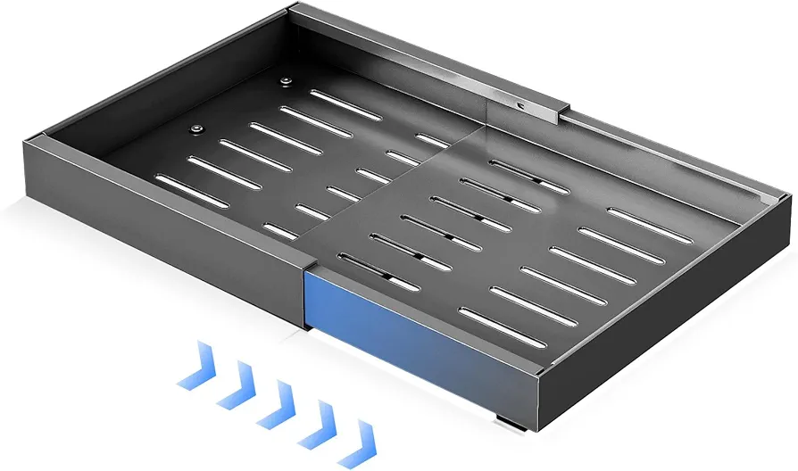 Cajones Extraibles Para Cocina,No Requiere Perforación Organizador Cajones, Ampliable Pull Out Cabinet Organizer Cajon Telescopico Adhesivo Para Cocina Baño Armario 32-52x42x7cm(1, Gris)