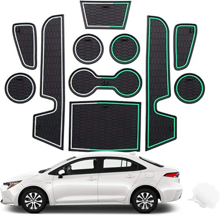 CDEFG Compatible con Toyota Corolla E210 2019-2021 2022 2023 Alfombrillas de Goma Antideslizantes para Reposabrazos Consola Central Portavasos Coche Accesorios (Blanco)