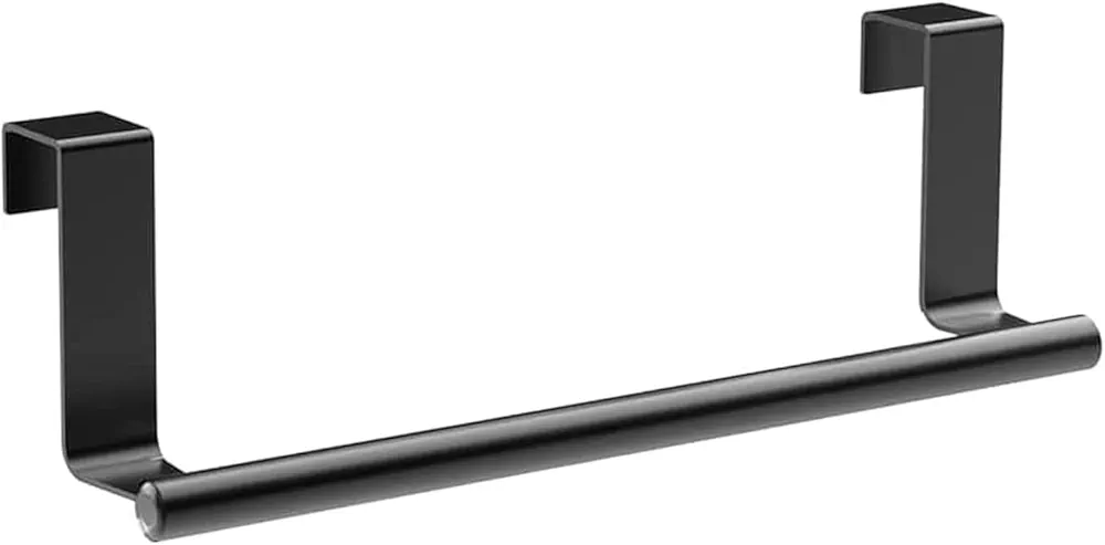 Toallero Cocina Puerta, 36 cm Toallero Puerta de Acero Inoxidable, Toalleros de Cocina, Colgador Trapos Cocina para Baño y Dormitorio, Negro