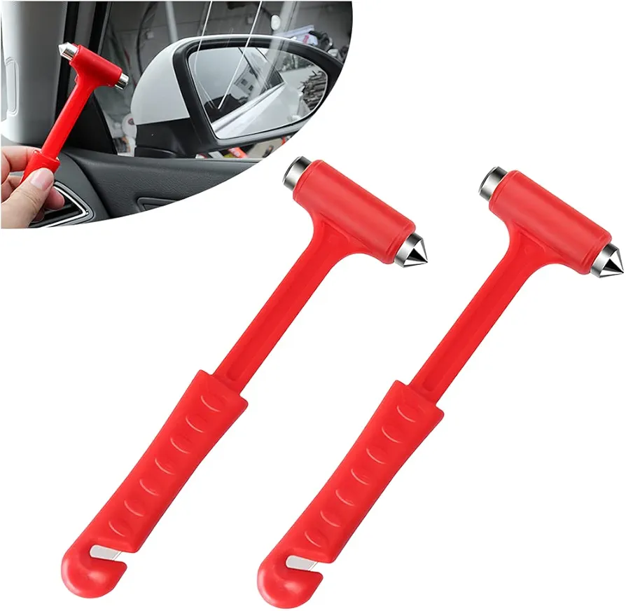 CGEAMDY Martillo Seguridad Coche, Martillo Rompecristales Emergencia, Martillo Seguridad para Automóviles Herramienta Escape Emergencia, Coche Romper la Cristal Ventana Cortador, Romper Ventanilla