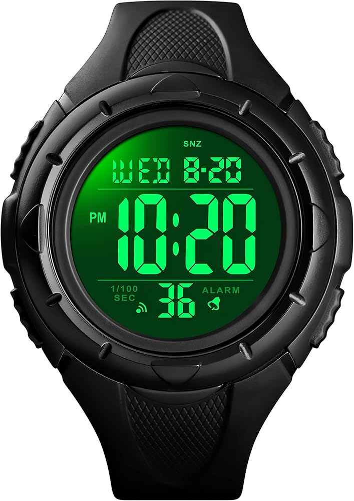 kieyeeno Digital Reloj Deportivo para Hombre, Multifuncional Estilo Militar Reloj de Pulsera Impermeable a 5 ATM Grande con Luminoso LED Cronómetro Cuenta Regresiva, Alarma