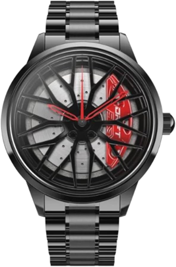 DriftElement Motorsport - Reloj de Pulsera de Cuarzo con Cristal Mineral de Acero Inoxidable M8 para Hombre con Borde de Estrella 3D