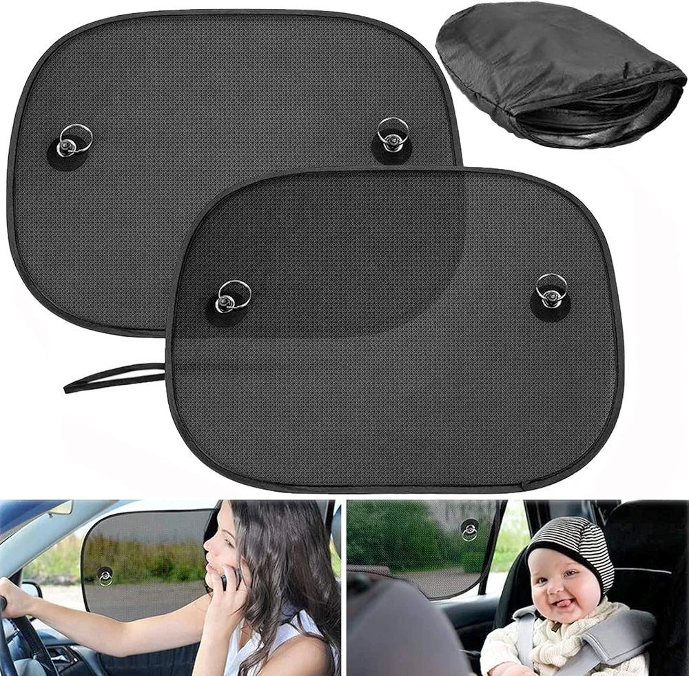 Pack de 2 Parasol de Coche Parasol Coche Bebe Protector Solar para Ventana Lateral Trasera Parasol Coche Bebe Que Protege a Las niños Bebé Mascotas del Sol el deslumbramiento y los Rayos UV (44*36cm)