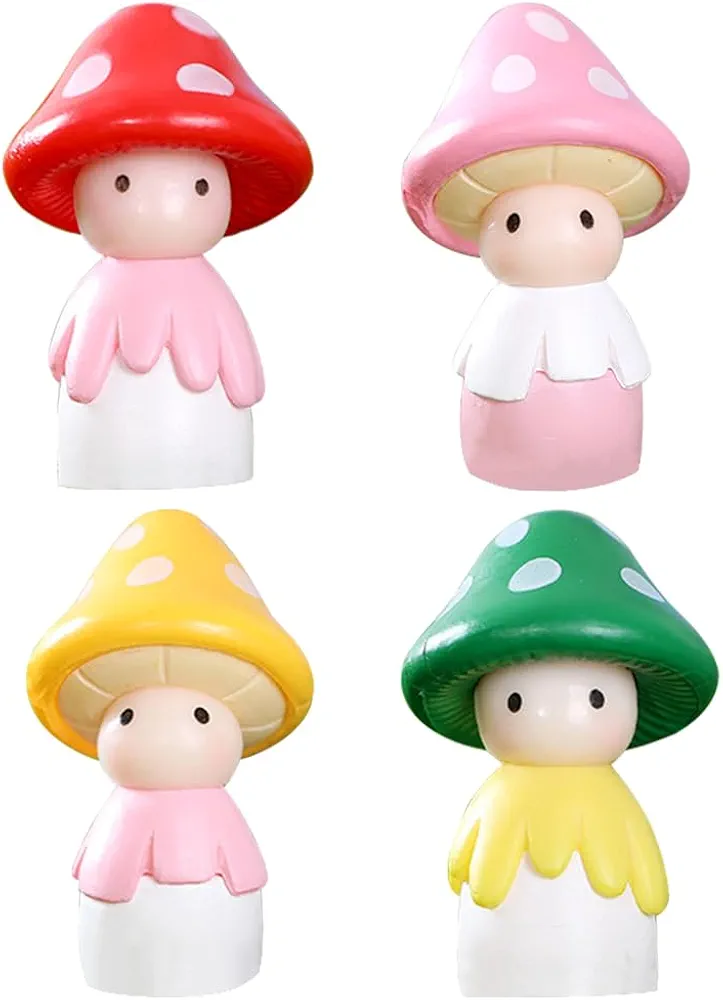 Mini Hongos Kawaii, Decoración de Coche, Mini Figuras de Resina de Dibujos Animados, para Interiores de Automóvil, Accesorios para Macetas