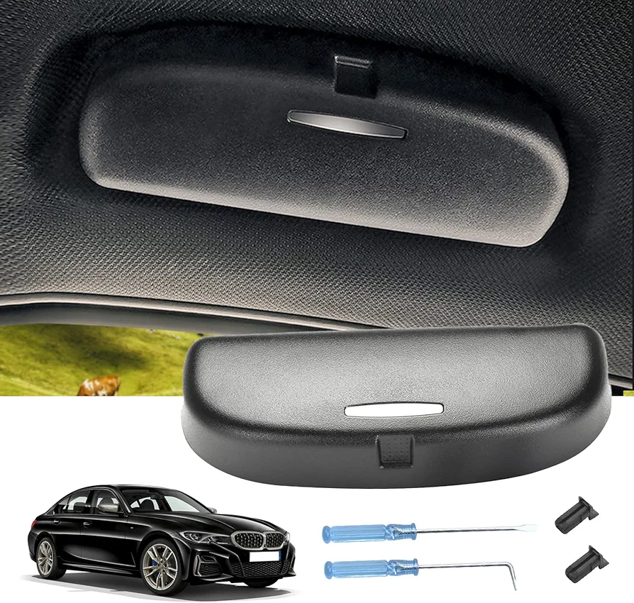 LUWU Compatible con BMW F30 F10 F12 F01 G20 G30 G32 G11 X1 X3 X5 X7 Soportes para Gafas de Coche,Soporte Universal para Gafas de Sol para Coche,Gafas Funda Interior Accesorios (Negro)