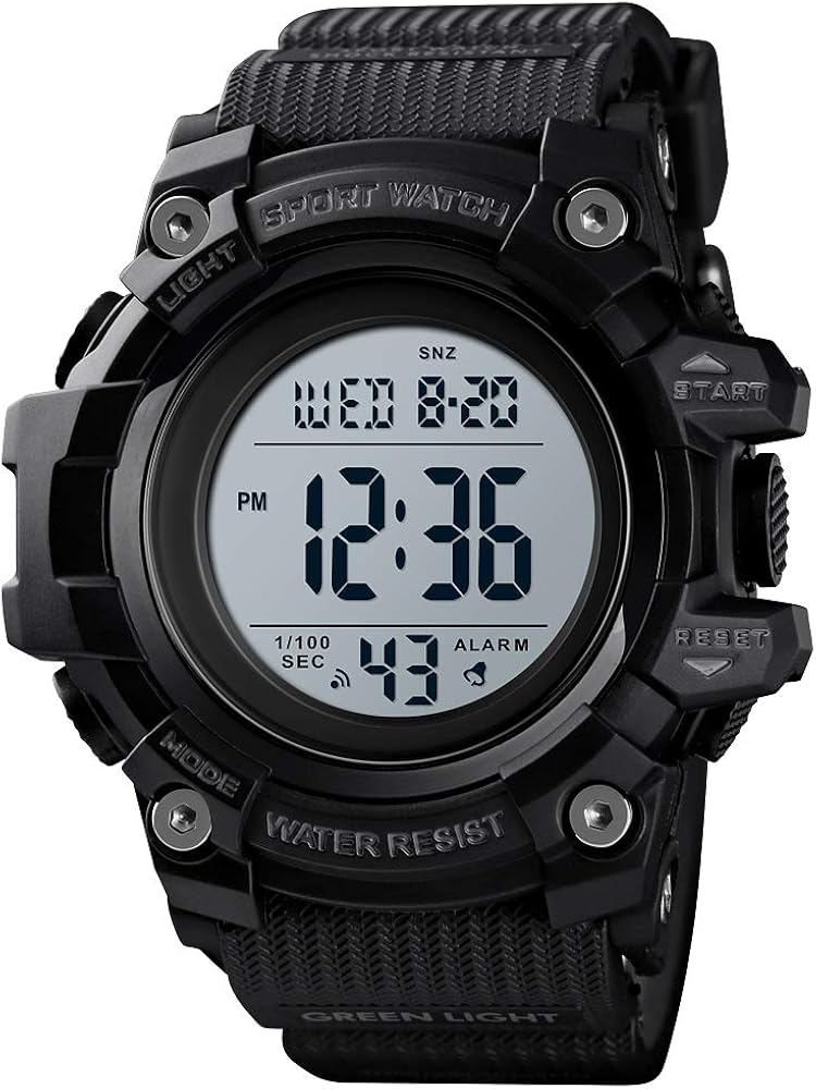 Skmei - Reloj Deportivo para Hombre, Digital, 5 ATM, Resistente al Agua, Pantalla Militar multifunción, Reloj de Pulsera con Alarma