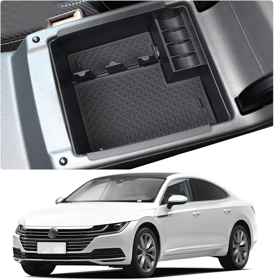 YEE PIN Bandeja de Guantera Arteon 2 / Passat B8 / Passat Valiant para Apoyabrazos Caja de Consola Central, Bandeja Reposabrazos Almacenar Artículos Pequeños Interior Accesorios