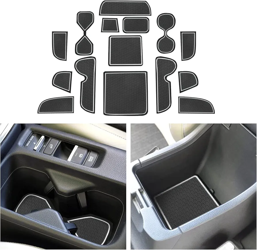 CDEFG Compatible con Honda HRV 2022 HR-V, Alfombrillas de Goma Antideslizantes para Reposabrazos Consola Central Portavasos Coche Accesorios (Blanco)