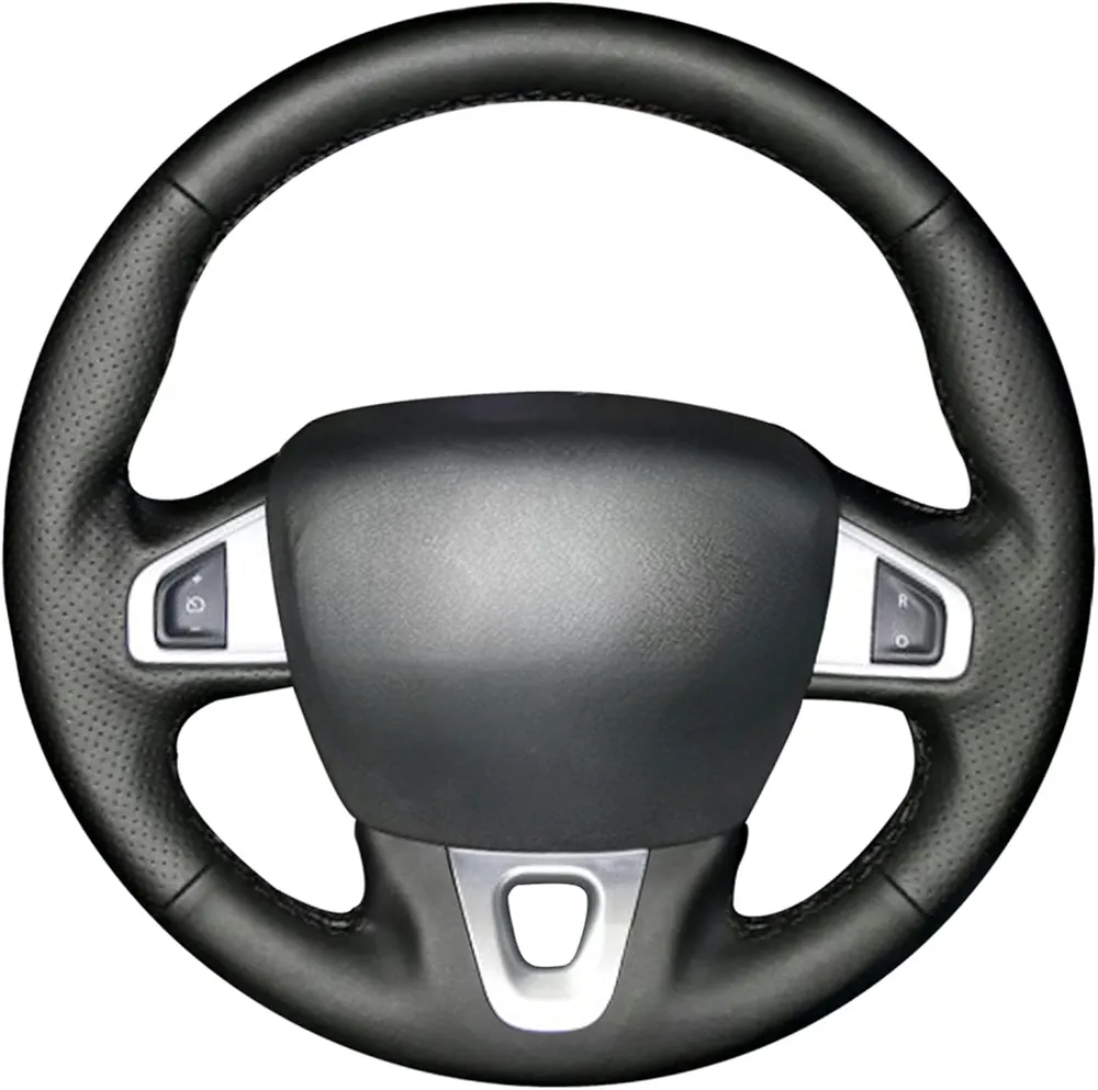 MEWANT Funda para Volante de Automóvil Cosida a Mano para Renault Megane 3 2008-2016/Scenic 3(Grand Scenic) 2009-2016/Kangoo 2 2014-2020/Fluence(ZE) 2009-2015 Cubierta del Volante