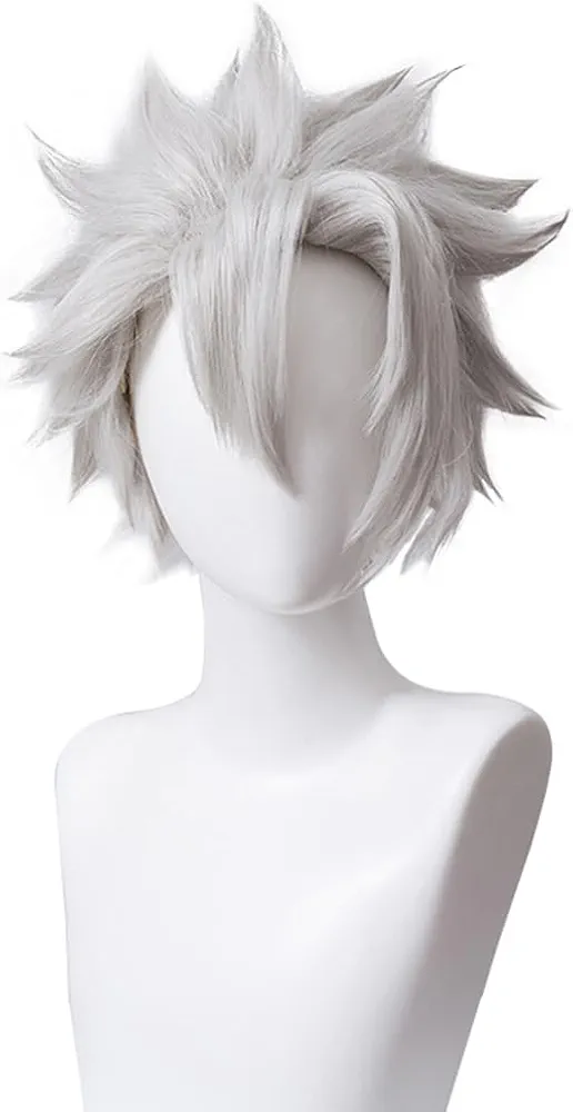 Sanemi Shinazugawa Wig Cosplay Cosplay Sliver White White Wrap Piels para hombres adultos Cos de la fiesta de juego Sanemi Halloween Navidad