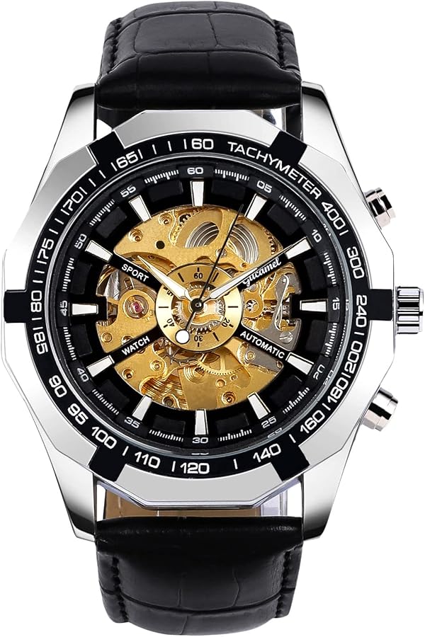 RORIOS Relojes Hombres Mecánico Automático Relojes Luminoso Reloj con Correa de Acero Inoxidable Militar Deportivo Relojes de Pulsera