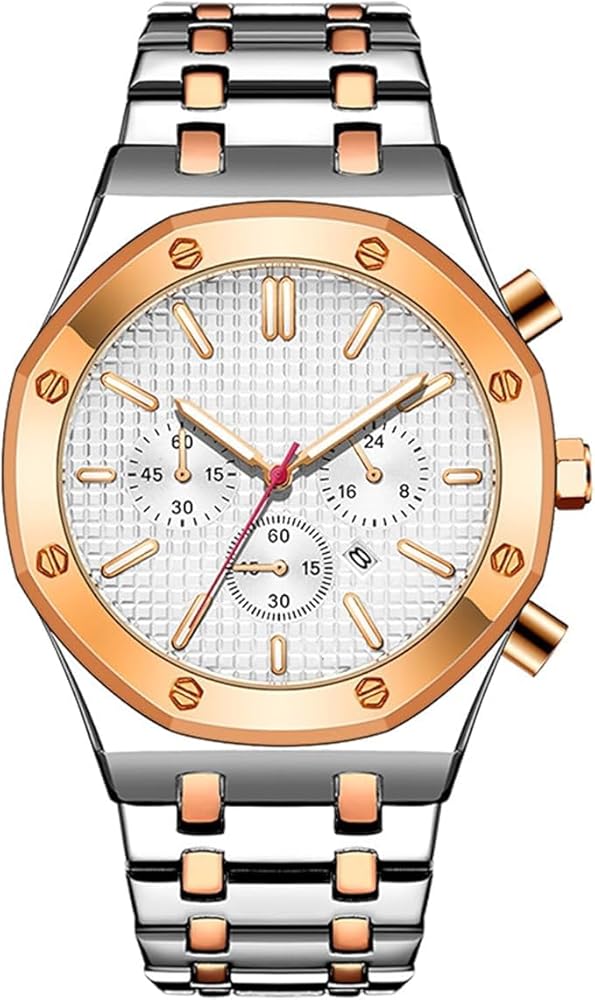 Tevimpeya Reloj de cuarzo para hombre, resistente al agua, correa de acero ajustable, color negro