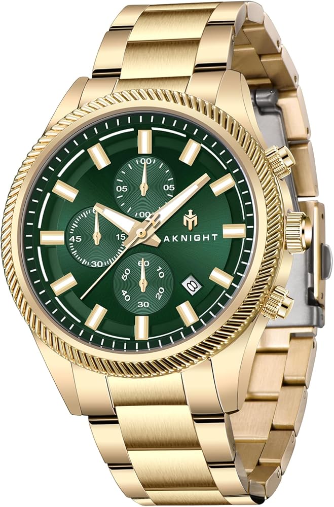 AKNIGHT Relojes para hombre, cronógrafo, impermeable, de acero inoxidable, con fecha, analógico, de cuarzo, a la moda, casual, negocios, vestir, relojes de pulsera para hombre