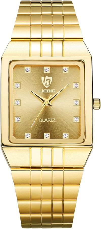 JewelryWe Relojes Cuadrado Ultrafino Pareja: Reloj de Cuarzo Analógico Resistente al Agua para Hombre y Mujer Correa de Acero Inoxidable Ajustable Escala de Diamantes - para Ocio Negocios Regalos