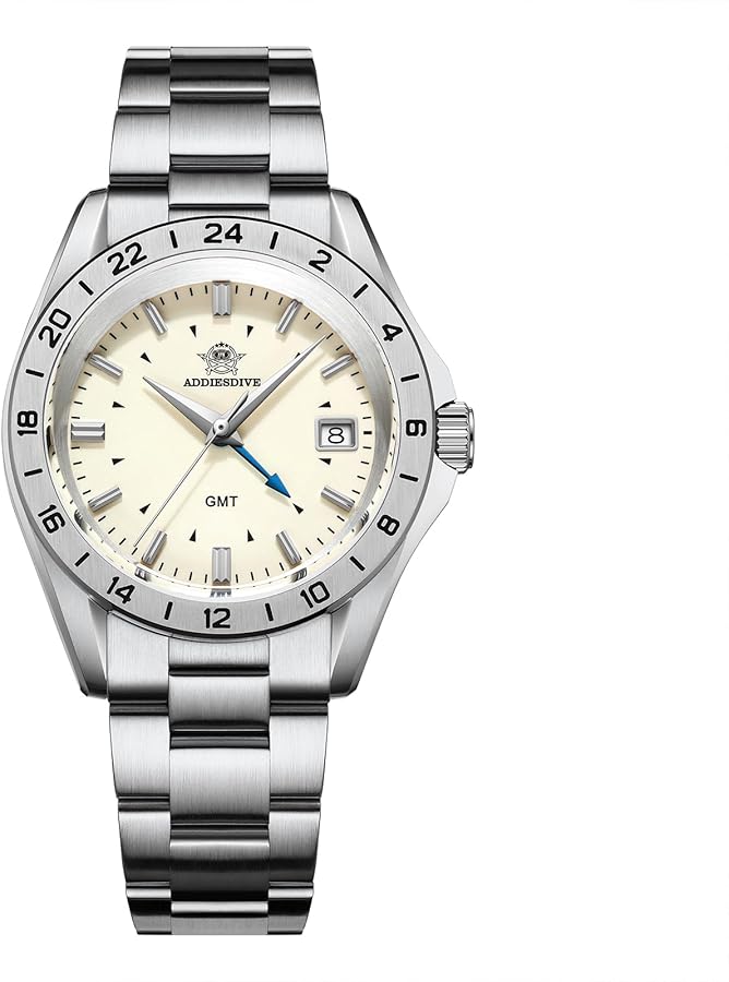 ADDIESDIVE GM treloj analógico Hombre Cristal de Zafiro Reloj de Cuarzo 200m 515-24HCon Pulsera de Acero Inoxidable AD2063