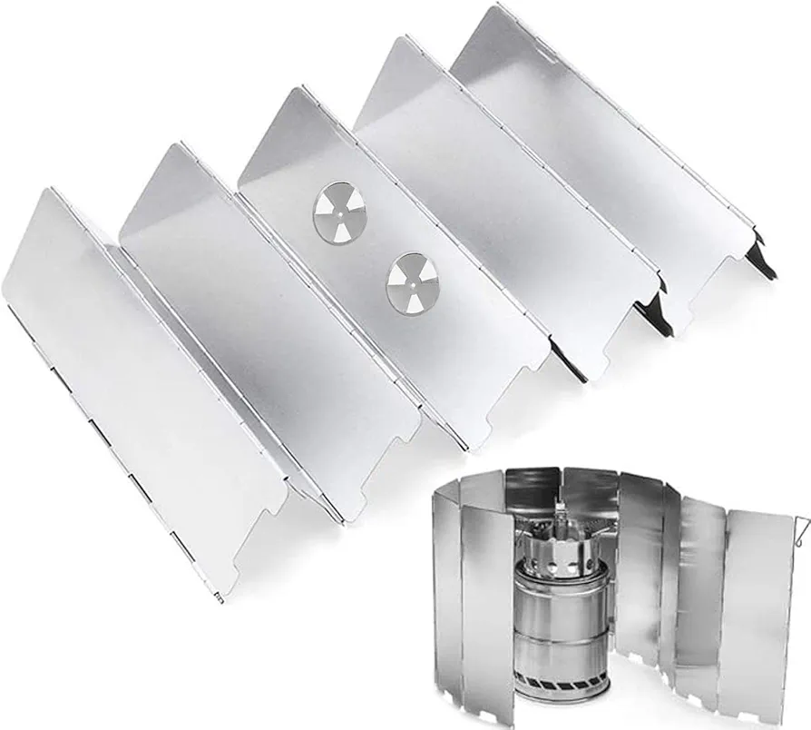 IBUGER Quemador Camping,Protector Pantalla para Exteriores 10 Placas - Estufa Camping a Prueba, Protector Aluminio, Equipo Estufa Picnic