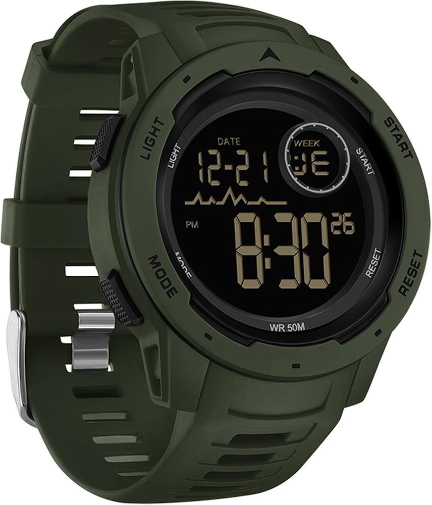 findtime Men's Digital Watch 50M Waterproof Tactical Watch Backlight Stopwatch Alarm 12/24H Sport Outdoor Wrist Mens Watch