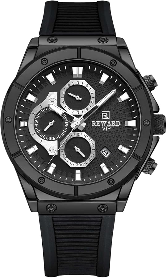 RORIOS Relojes Moda de Pulsera para Hombres Reloj Minimalista Correa de Silicona Reloj Reloj Multifuncional Cronógrafo Reloj Casual Analógico Cuarzo