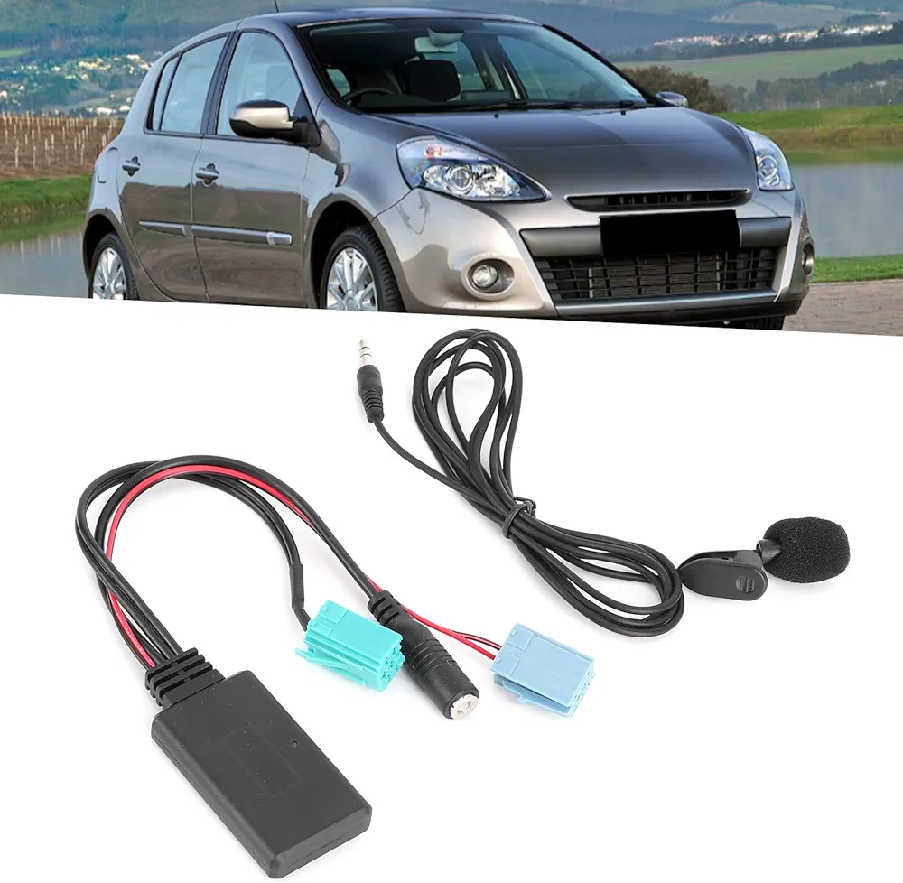 Cable De Audio Bluetooth De 6 Pines, Adaptador De AUX-IN Estéreo para Coche, Cable De Audio Bluetooth DC12V con Micrófono para Clio Espace Megane