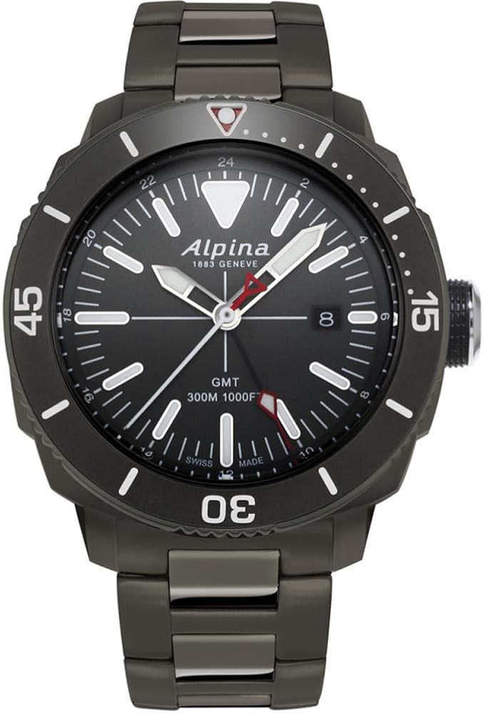 Alpina Geneve Seastrong Quartz GMT AL-247LGG4TV6B Reloj de Pulsera para Hombres
