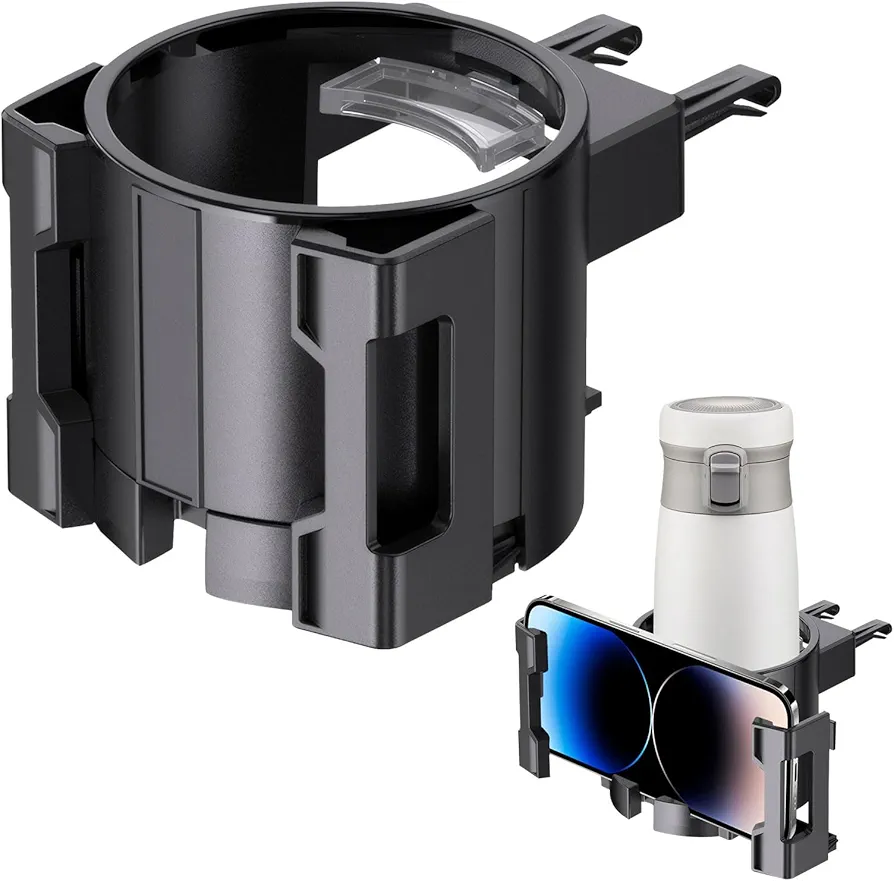 LDBKLGHJ Soporte para Vasos y Botellas para Coche – Posavasos de Coche Universal y Antideslizante con Soporte para Teléfono Integrado – Ideal para Automóviles, Soporte para Vasos de Agua