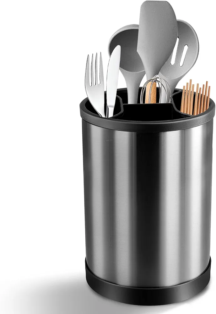 Vusddy Utensilios De Cocina, Soporte para Utensilios Acero Inoxidable, Porta Utensilios Giratorio, Organizador De Utensilios para Cuchara, Tenedor
