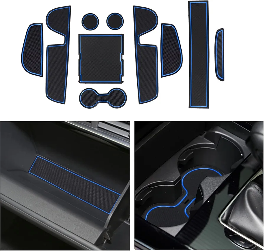 CDEFG Compatible con Mazda CX30 CX-30 2019-2023 2024 Alfombrillas de Goma Antideslizantes para Reposabrazos Consola Central Portavasos Coche Accesorios (Azul)