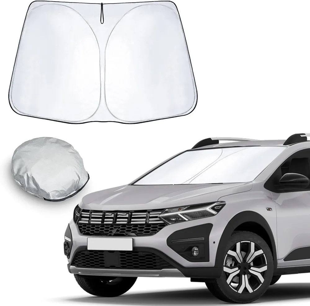 CDEFG Compatible con Dacia Sandero 3 / Sandero Stepway III 2021-2023 2024 Parasol Cubiertas Parasol Parabrisas Delantero Parabrisas Auto Parasol Accesorios