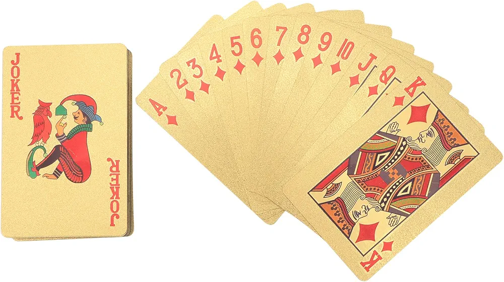 Kuuleyn Juego de Tarjetas de plástico con Juegos de Mesa de lámina Dorada para Fiestas, Playa, Acampada, Ocio, Accesorio para Fiestas