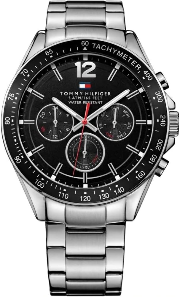 Tommy Hilfiger Reloj Analógico de Cuarzo multifunción para Hombre con Correa en Acero Inoxidable Plateada - 1791104