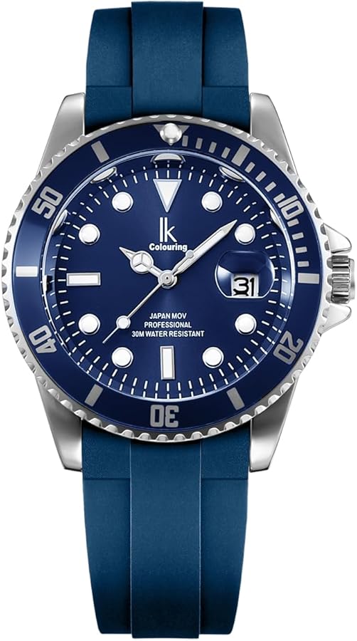 Alienwork IK Reloj Hombre Mujer Calendario Correa Silicona Ligera Impermeable
