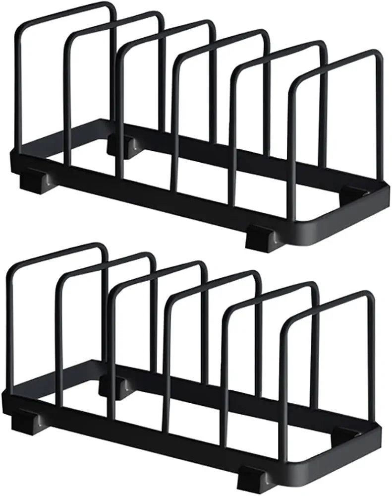 YunNasi Estante para Platos, Organizador de Platos, Escurridor para Platos de Metal, Escurreplatos Antideslizante para Cajones de Cocina, Armarios, Estantes (Negro, 2 Piezas)