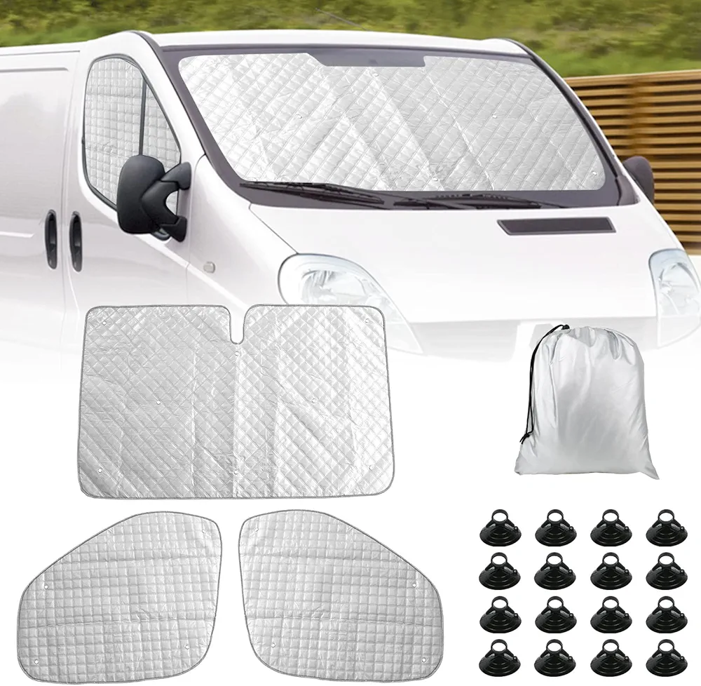 Parasol del Parabrisas Automóvil Reemplazo para Renault Trafic 2001-2014, Cabina del Conductor Reemplazo para Opel Vivaro 2001-2014, Cubierta de Parasol Automóvil, Parasol Plegable Forro Negro