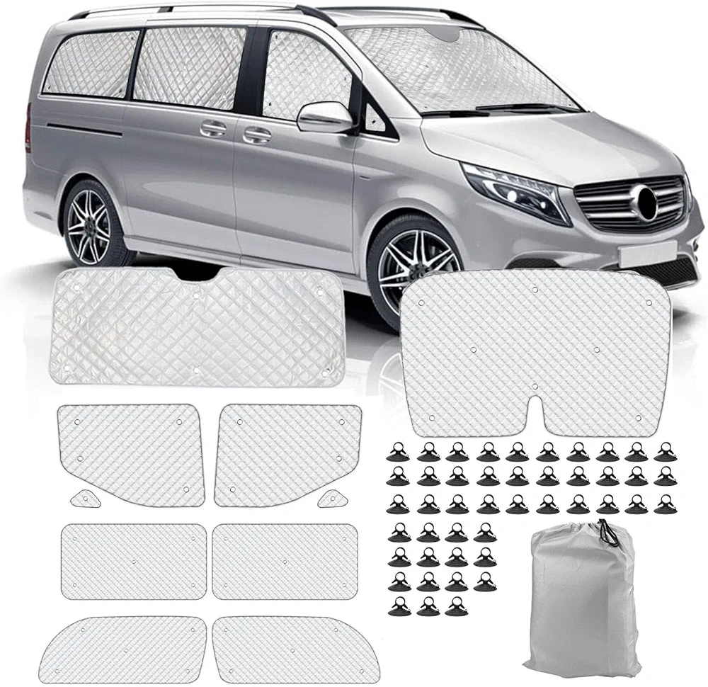 Eysbiy Parasol Mercedes Viano para Clase V III W447/Viano (LWB) 2014-2022, 10 Piezas Parasol para Parabrisas Interior para Parabrisas UV-Proof Protección Solar, Cubierta De Parasol Automóvil