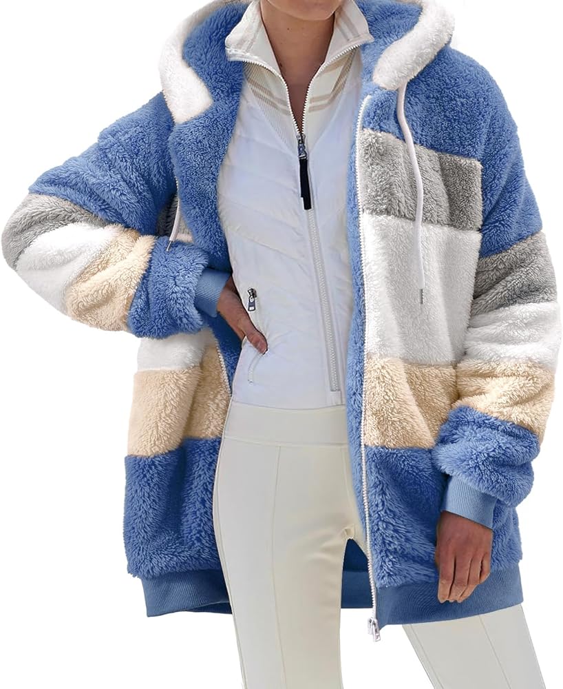 CMTOP Sudaderas Mujer con Capucha Cálido Sudadera con Forro Polar Grueso Hoodie Chaqueta Invierno Abrigo Suave y Esponjoso Casual Sudaderas Borreguito con Cremallera y Bolsillos