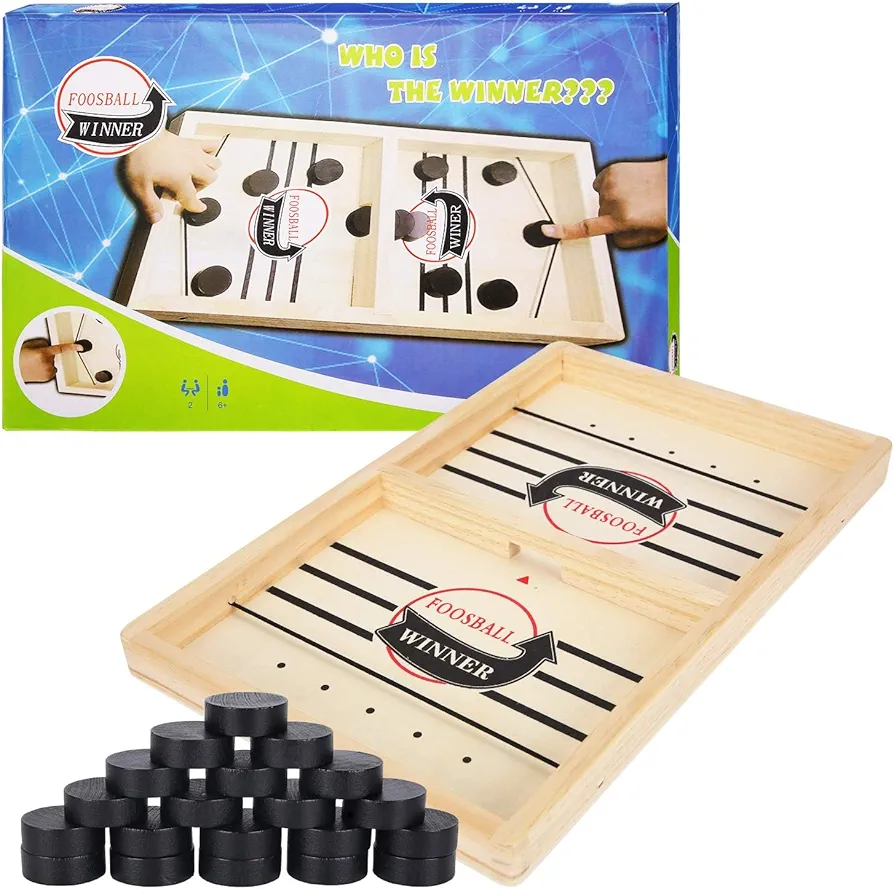 JONRRYIN Hockey de Madera Portatil, Honda Rápida Juego de Mesa de Hockey Juego de Hockey de Escritorio, Board Games for Kids Adults Mesa de Tiro Rápido Juegos de MesaFiesta Familiares Interactivos