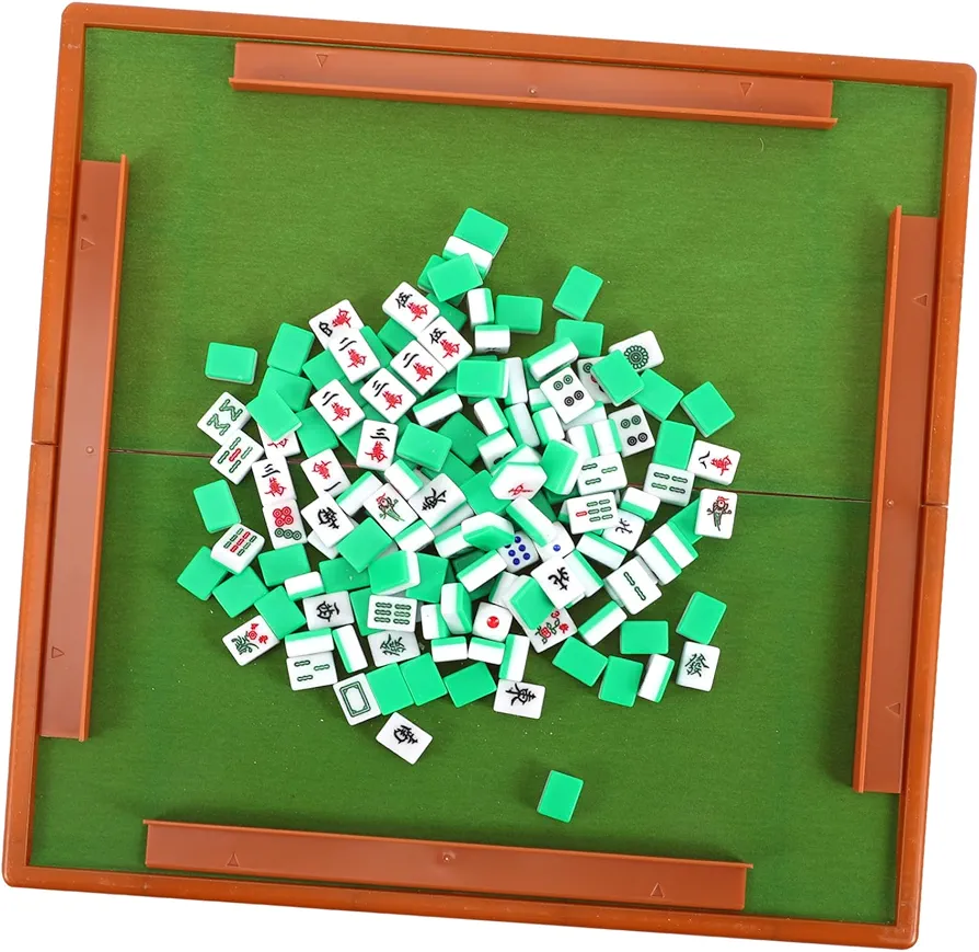 VICASKY 1 Juego Viajes Ocio Mahjong Kit de Mahjong Fiesta fichas de Mahjong majong Mesa de Mahjong incluida Mahjong portátil Kit Mini Mahjong Accesorios de Juego de Mesa Mahjong AbS