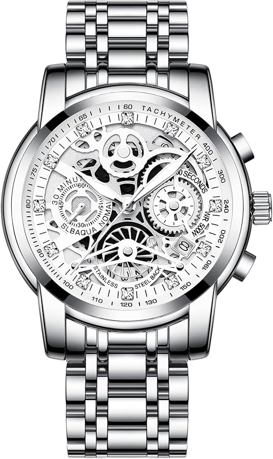 RORIOS Hombre Relojes Cronografo Analógico Cuarzo Reloj con Correa de Acero Inoxidable Impermeable Luminoso Moda Relojes de Pulsera para Hombre