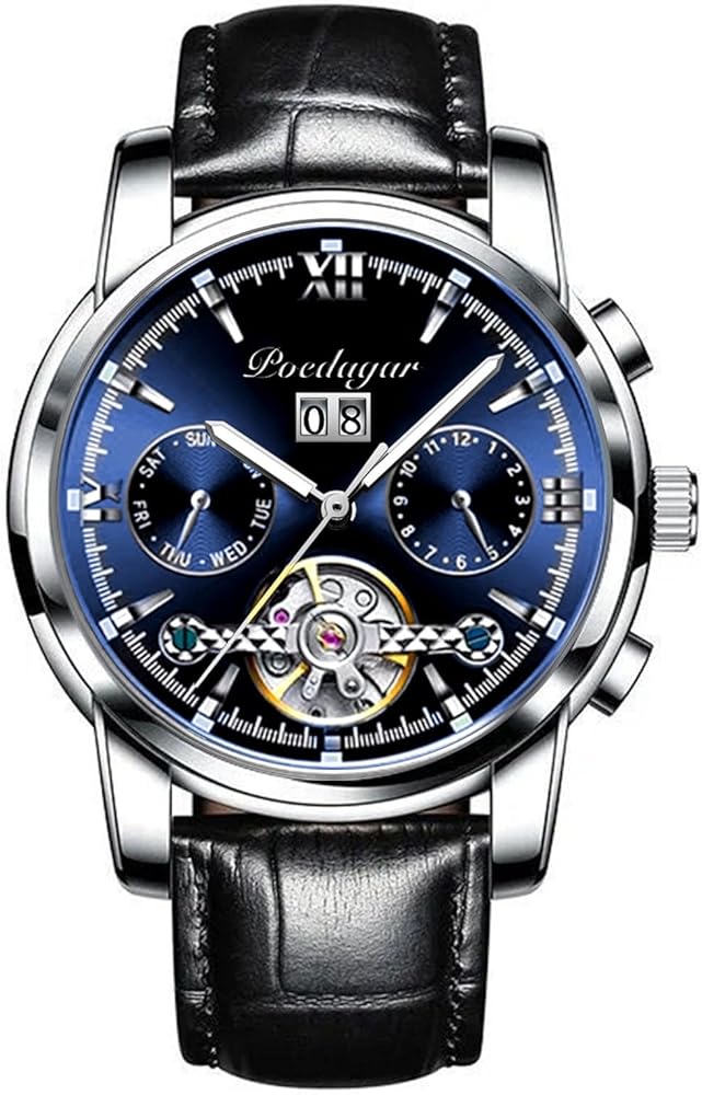 RORIOS Relojes Hombre Relojes Mecánico Automático con Correa en Acero Inoxidable Luminoso Moda Relojes Impermeables Reloj de Pulsera para Hombre