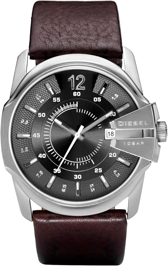 Diesel Master Chief Reloj para Hombre, Movimiento de Cuarzo con Correa de Silicona, Acero Inoxidable o Piel