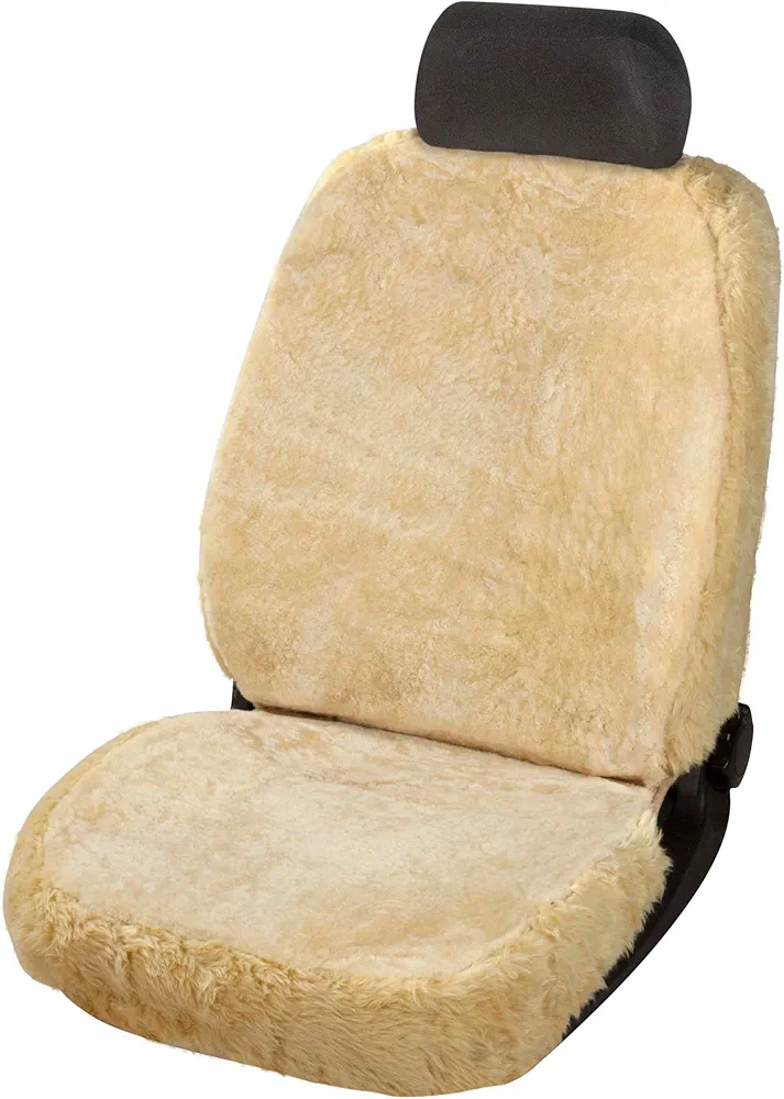 Walser Funda de Asiento de Piel de Cordero para Coche Trish, Premio Muy Bueno* Funda de Asiento de Piel de Cordero para Coche, 100% Piel de Cordero, 1 Pieza Beige