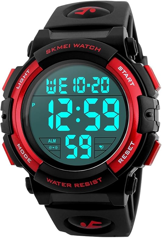 SKMEI Reloj Digital con Esfera Grande para Hombre, Impermeable, LED, cronógrafo, Despertador