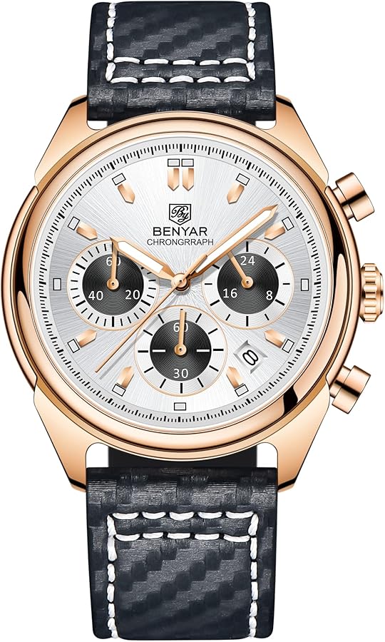 BENYAR Relojes de Hombre Fashion Casual Analógico Cuarzo Relojes Hombre Impermeable Deportivos Cronógrafo Negocio Reloj Hombr con Correa de Cuero…