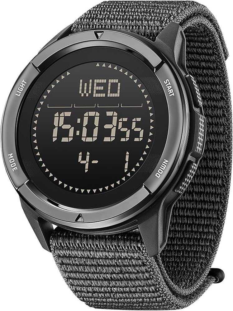 Reloj de pulsera digital para hombre, reloj militar con podómetro, brújula, reloj deportivo para hombre, resistente al agua, 5 ATM, cronógrafo, nailon, reloj táctico, para personas mayores, grandes